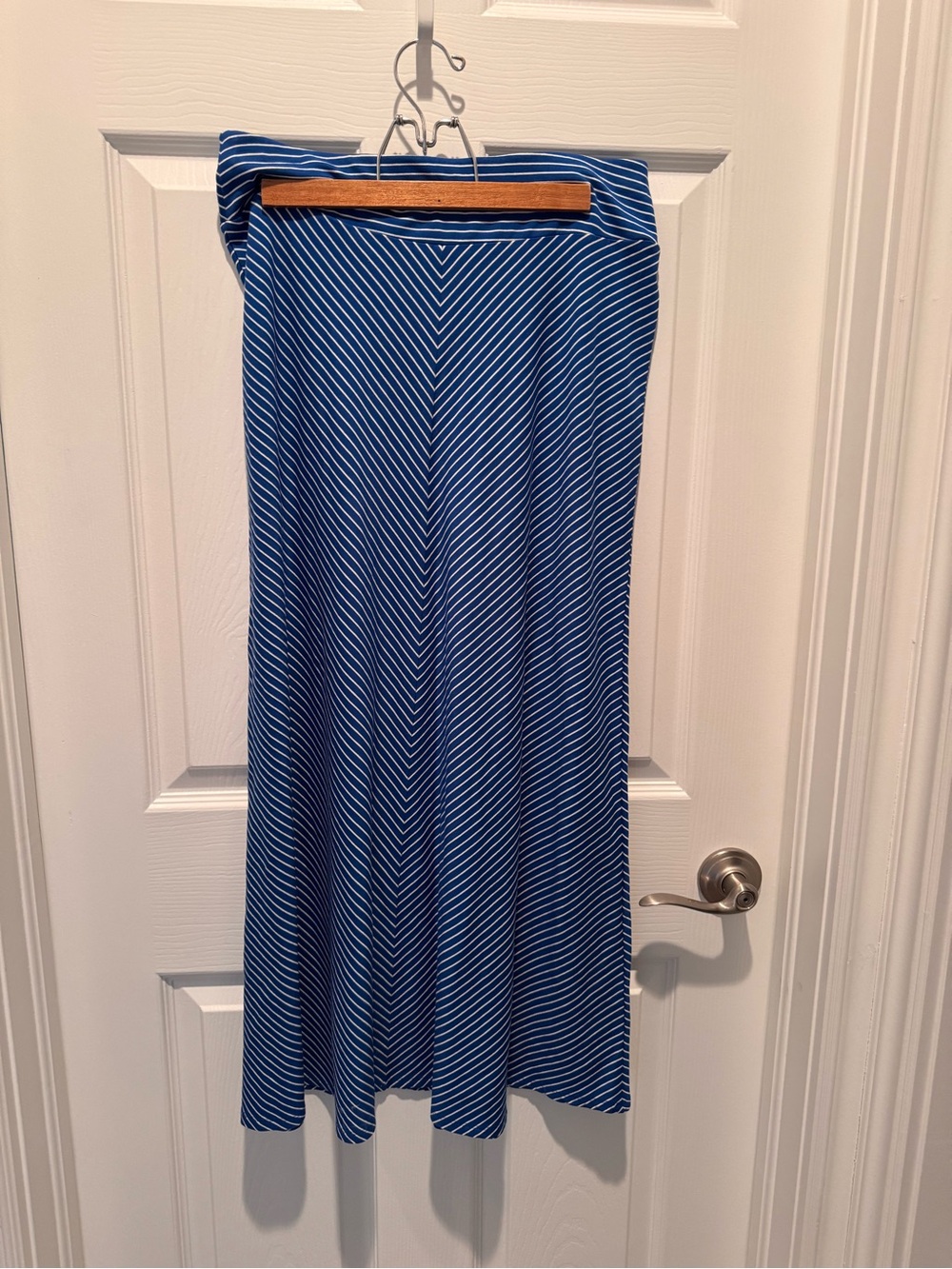 Talbots Blue and White Chevron Maxi Skirt